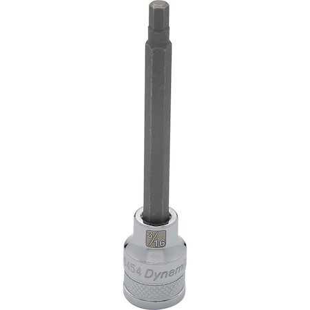 Dynamic Tools 3/8" Drive SAE Hex Head, 3/16" Long Bit, Chrome Finish Socket D006454